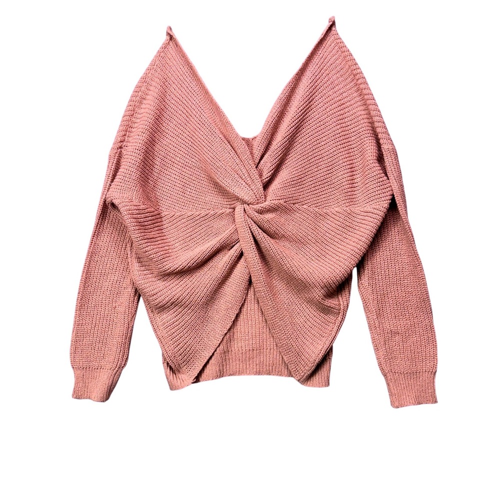 Waffle Knit Sweater Twist Back Reversible F21 VTG Chunky‎ knit Coquette Feminine